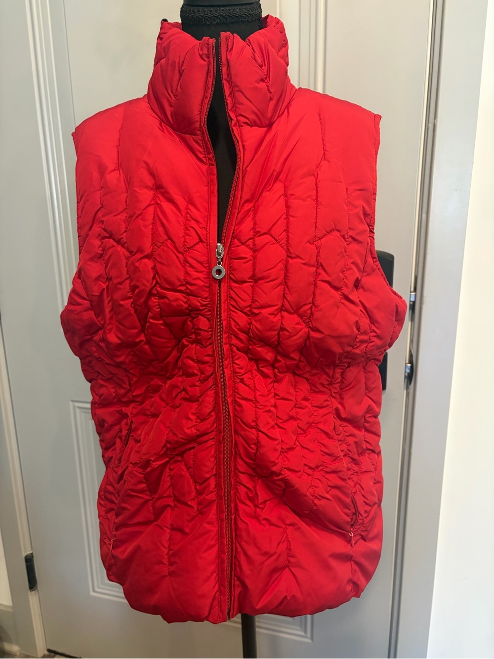 Nine West Red Quilted Puffer Vest with High Collar